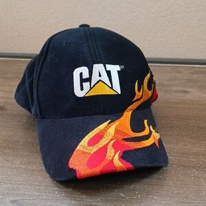 Caterpillar CAT black Hat With Flames